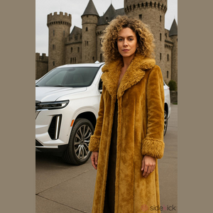 Luxurious Faux Fur Coat in Rich Tan
